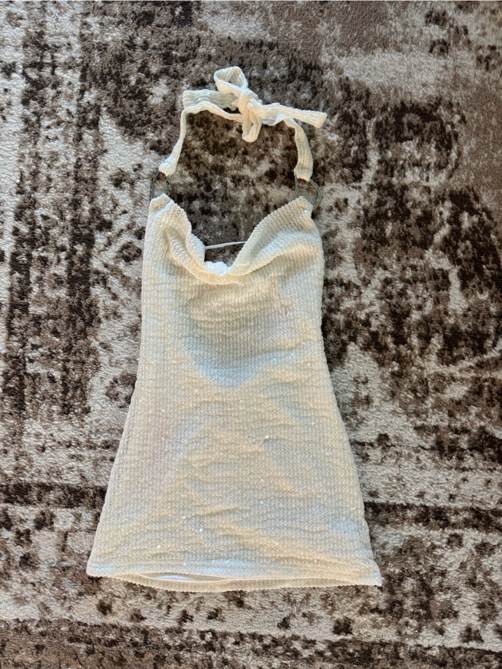 Halter Mini Dress in Cream — Elegant Knit Halter